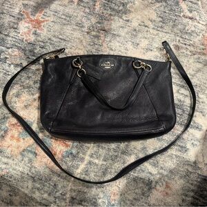 Coach Pebbled Leather Small Kelsey Satchel Navy Blue